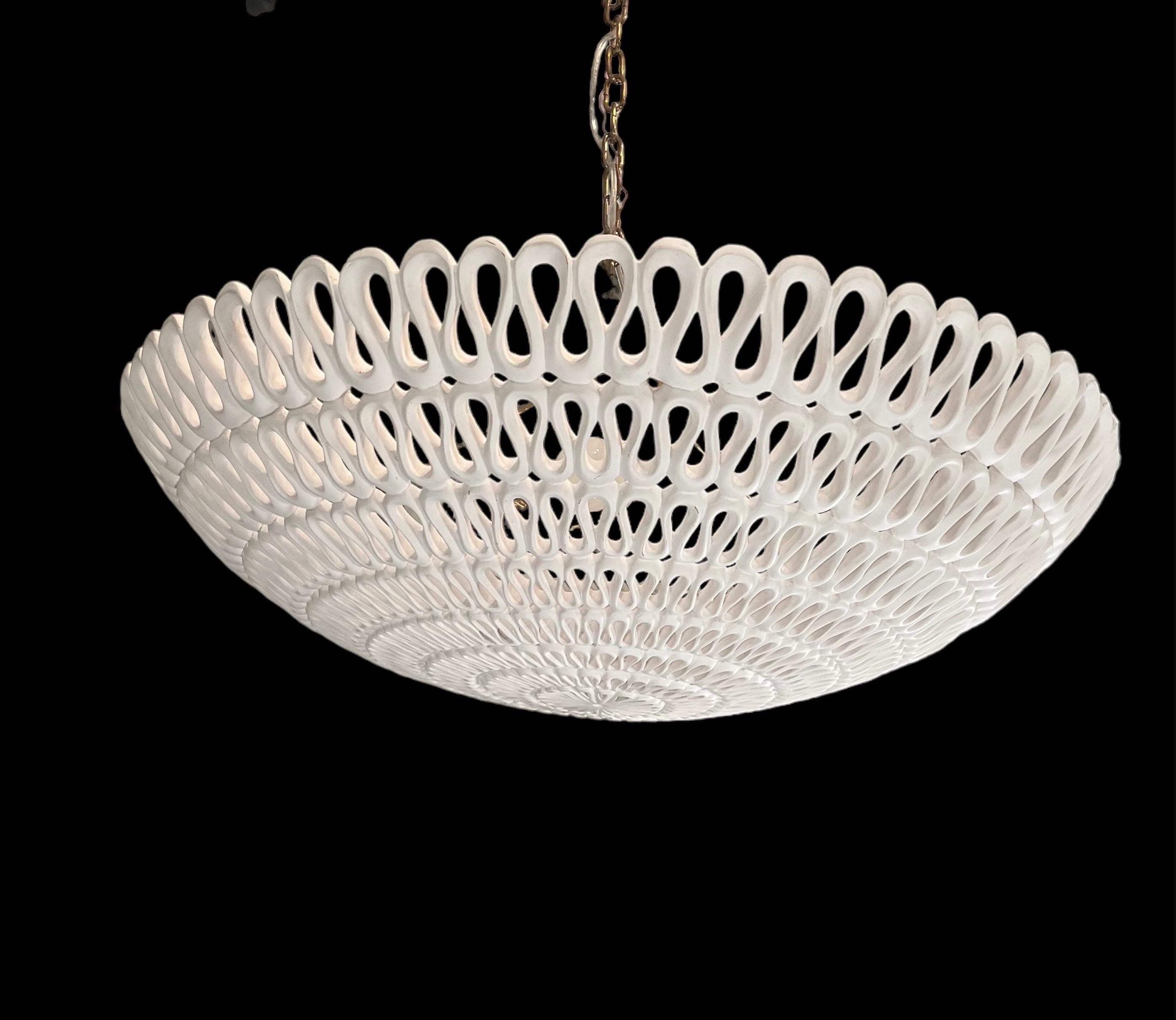 Oly Studio Pipa Modern Frost White Ribbon Bowl Chandelier, 1 in Stock 5