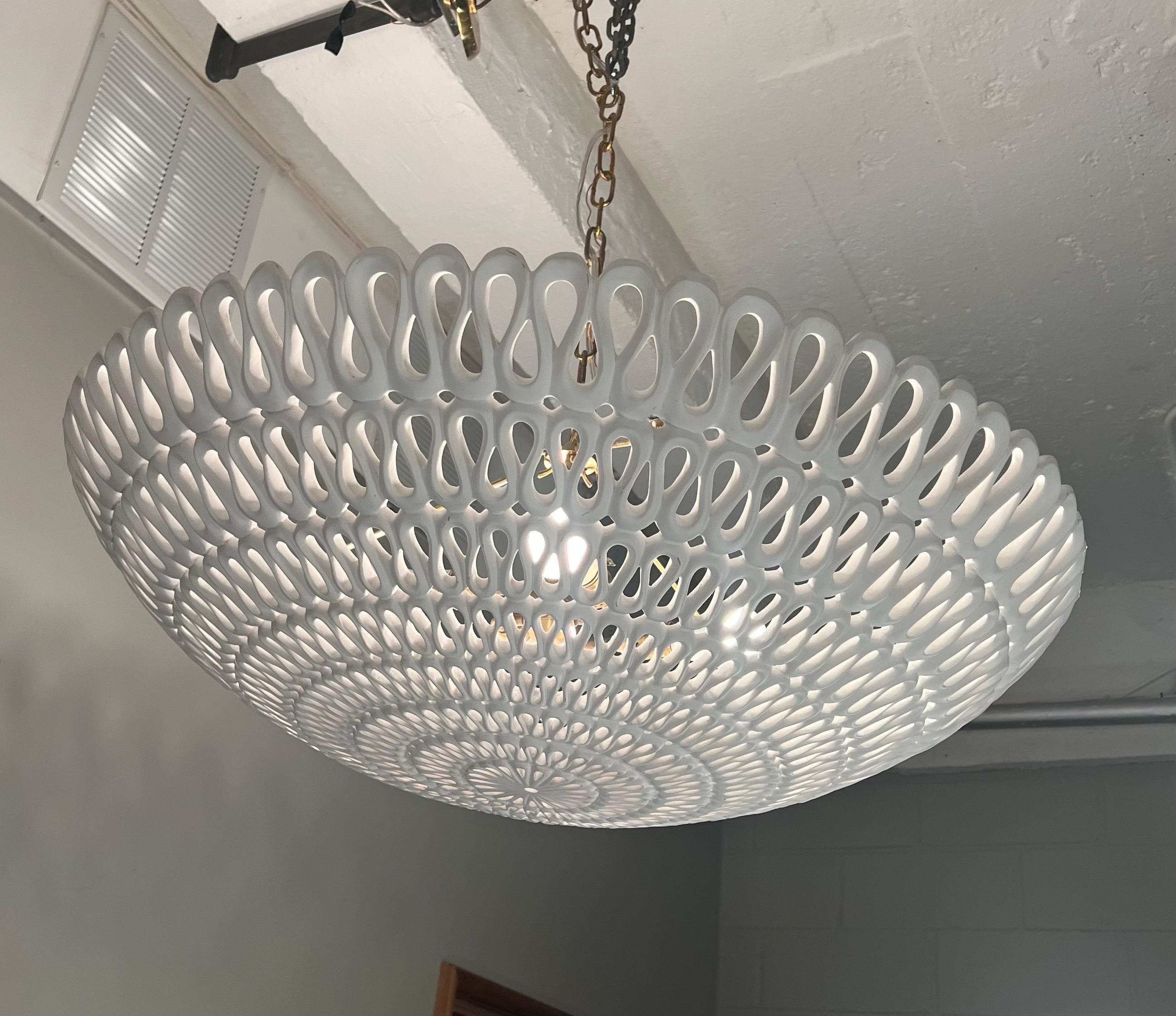Oly Studio Pipa Modern Frost White Ribbon Bowl Chandelier, 1 in Stock 7