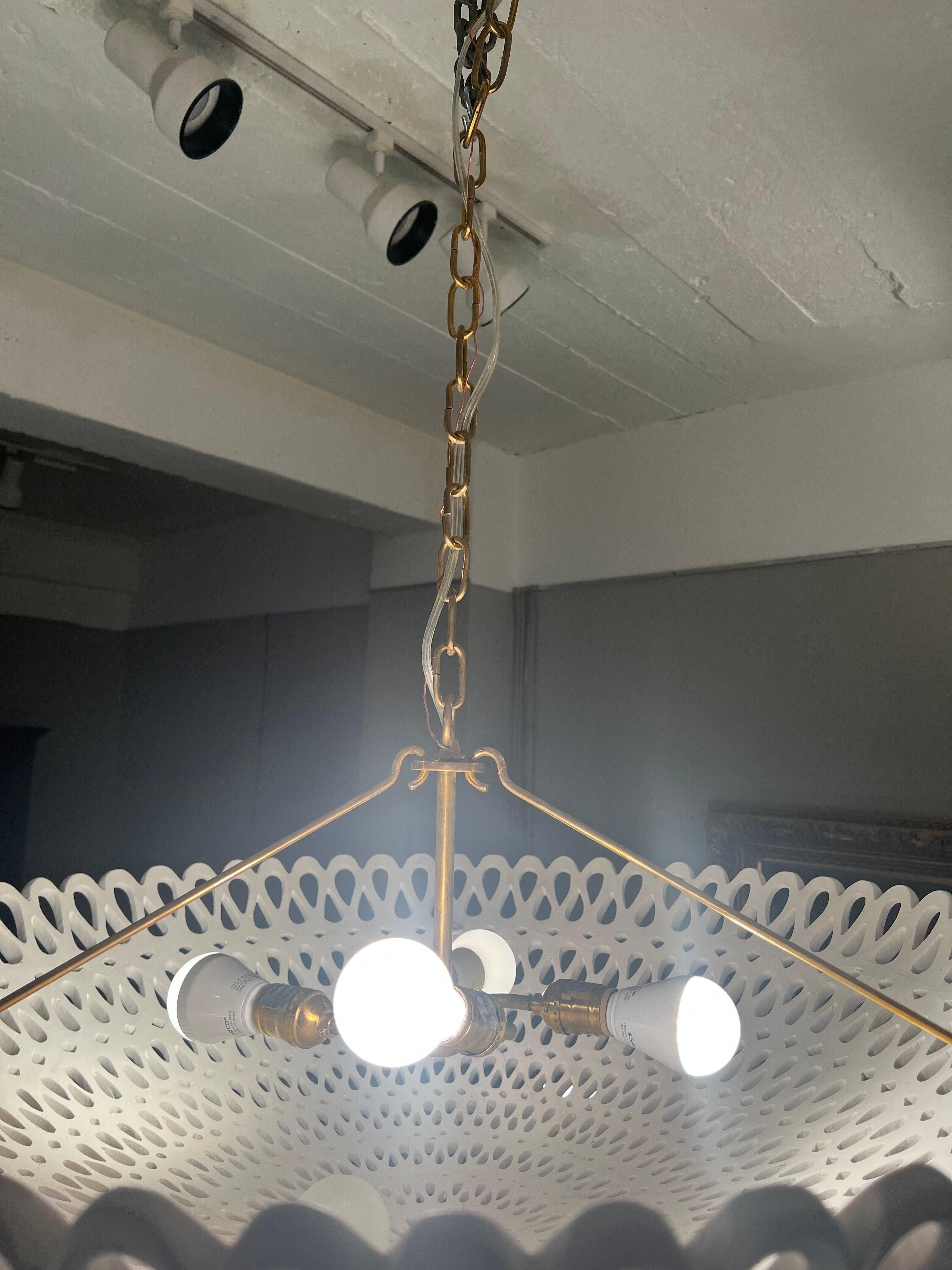 Oly Studio Pipa Modern Frost White Ribbon Bowl Chandelier, 1 in Stock 8