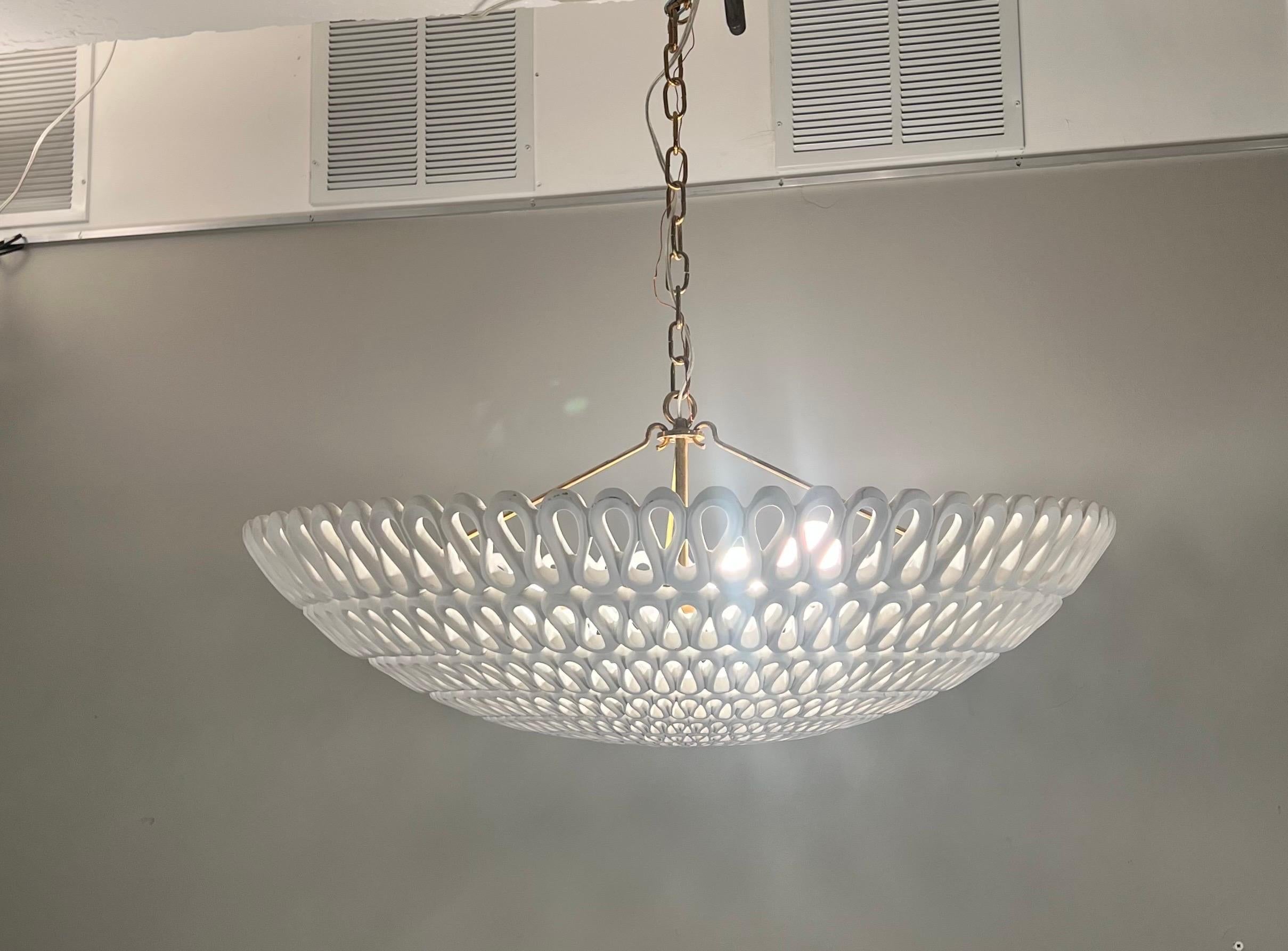 Oly Studio Pipa Modern Frost White Ribbon Bowl Chandelier, 1 in Stock 10