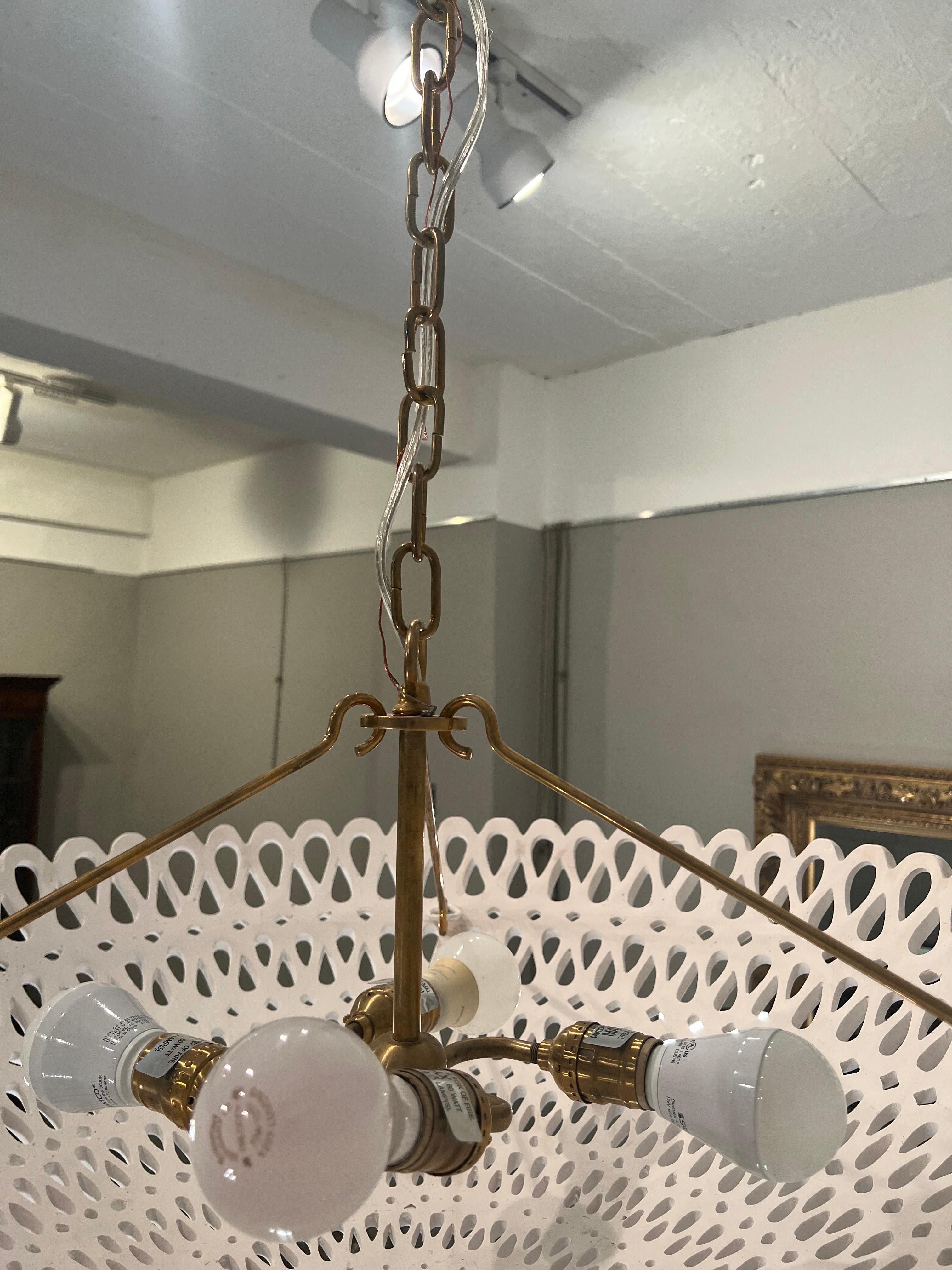 Oly Studio Pipa Modern Frost White Ribbon Bowl Chandelier, 1 in Stock In Good Condition In Huntington, NY