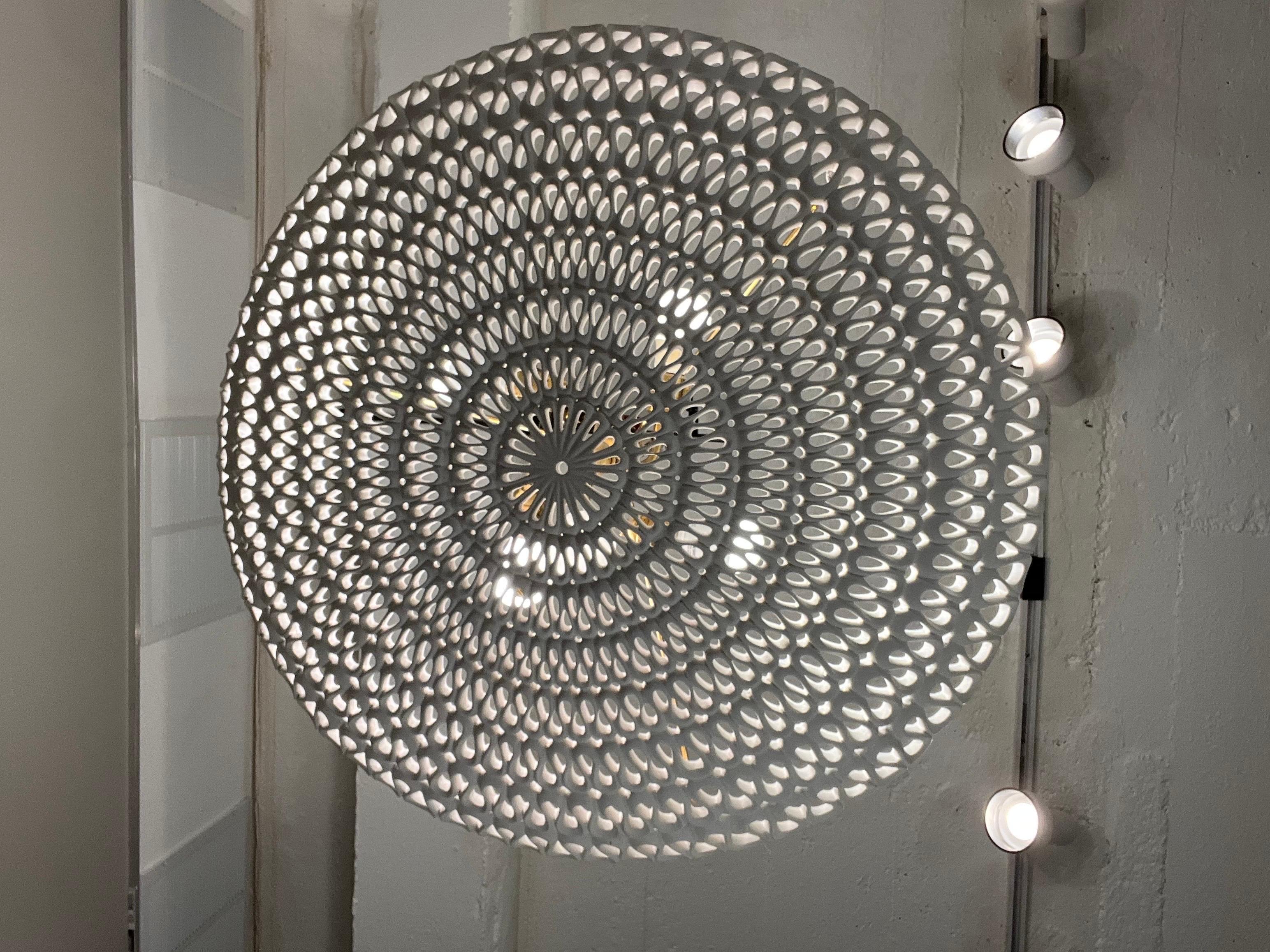 Contemporary Oly Studio Pipa Modern Frost White Ribbon Bowl Chandelier, 1 in Stock