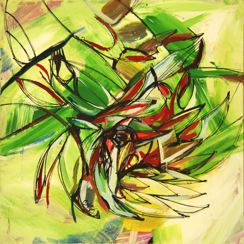 Olya Kartavaya Abstract Painting - Tropical birds, Painting, Acrylic on Canvas