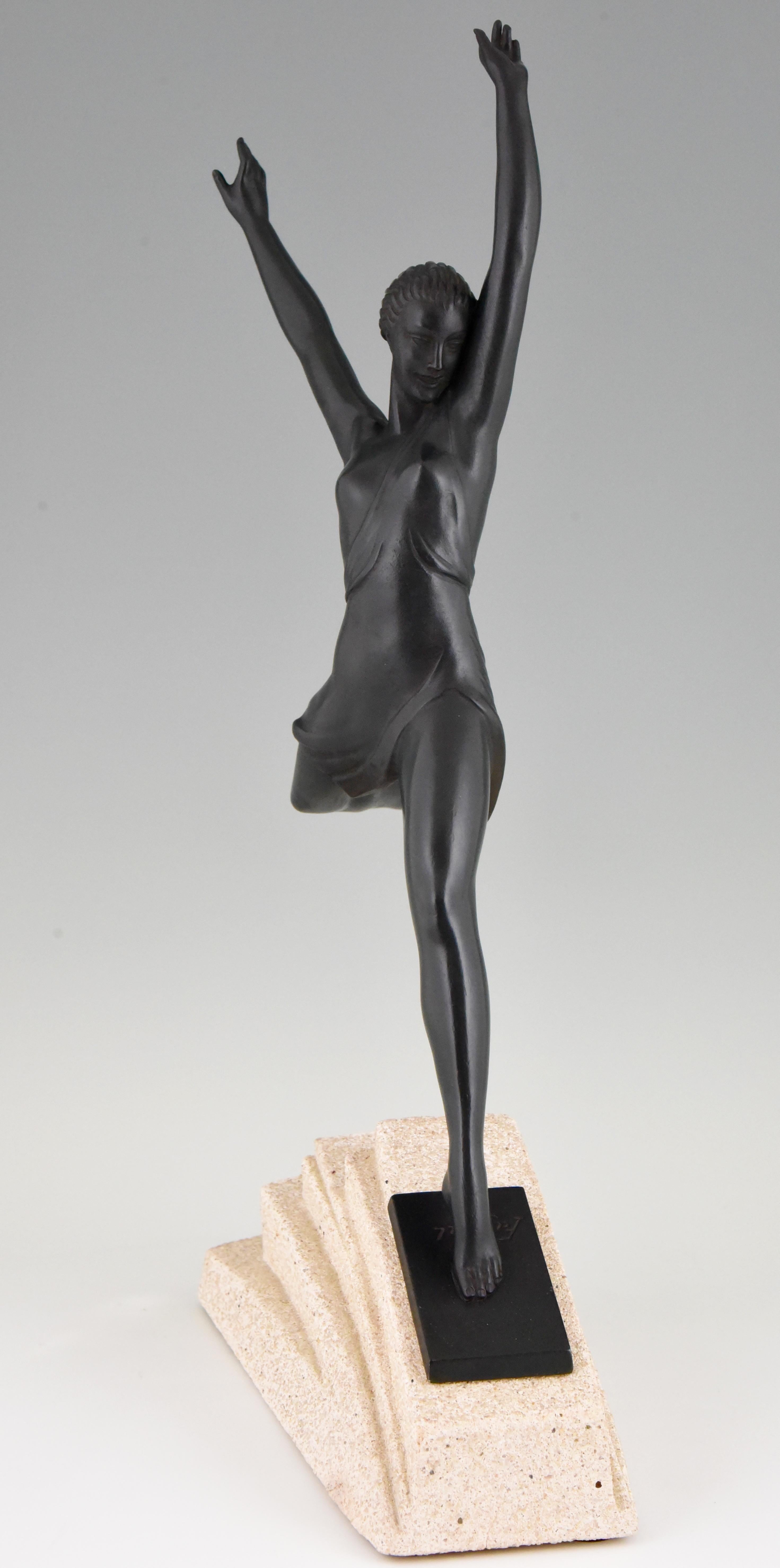 French Olympe, Art Deco Sculpture of a Girl Fayral for Max Le Verrier, France, 1930