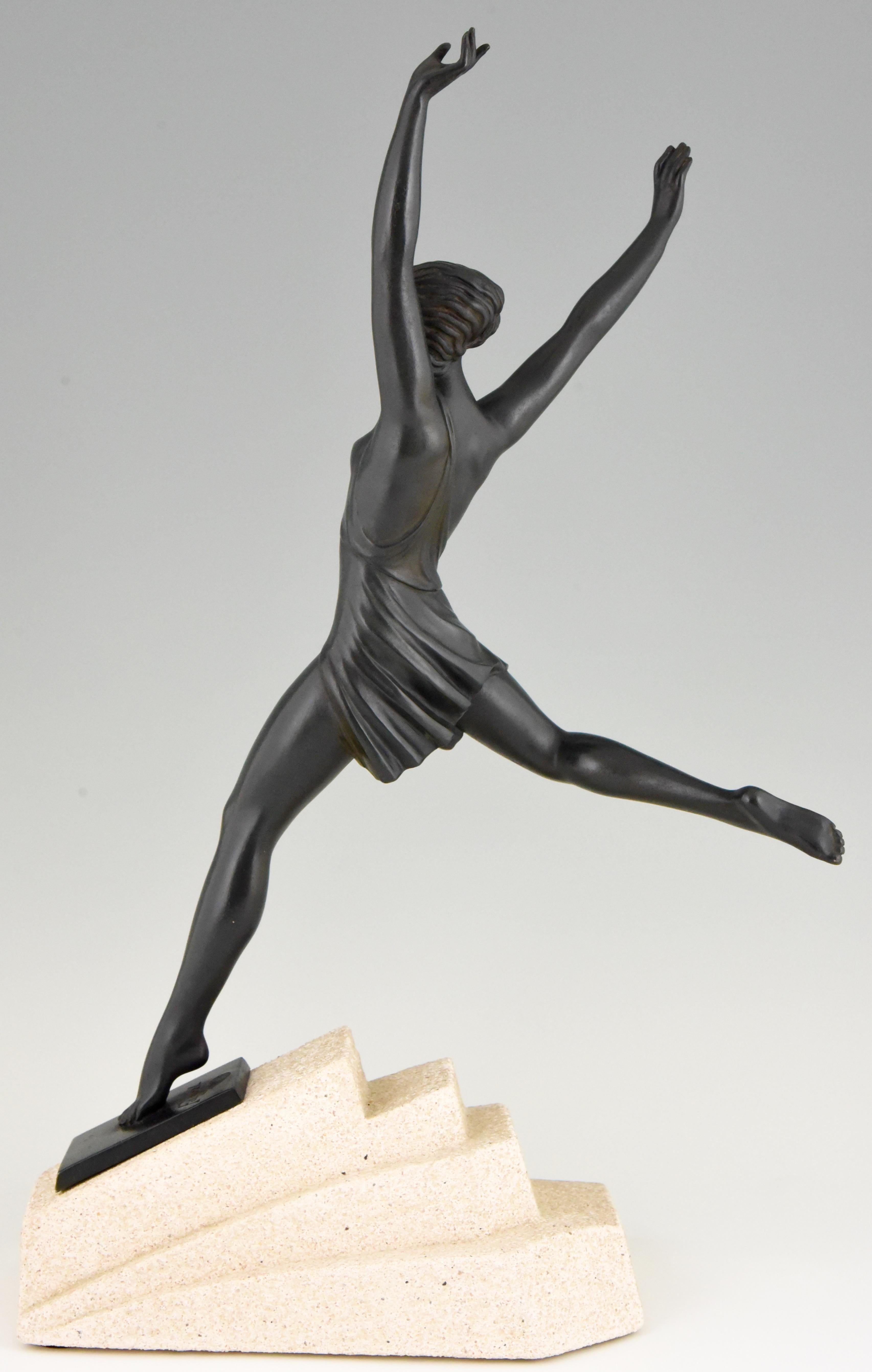Olympe, Art Deco Sculpture of a Girl Fayral for Max Le Verrier, France, 1930 In Good Condition In Antwerp, BE