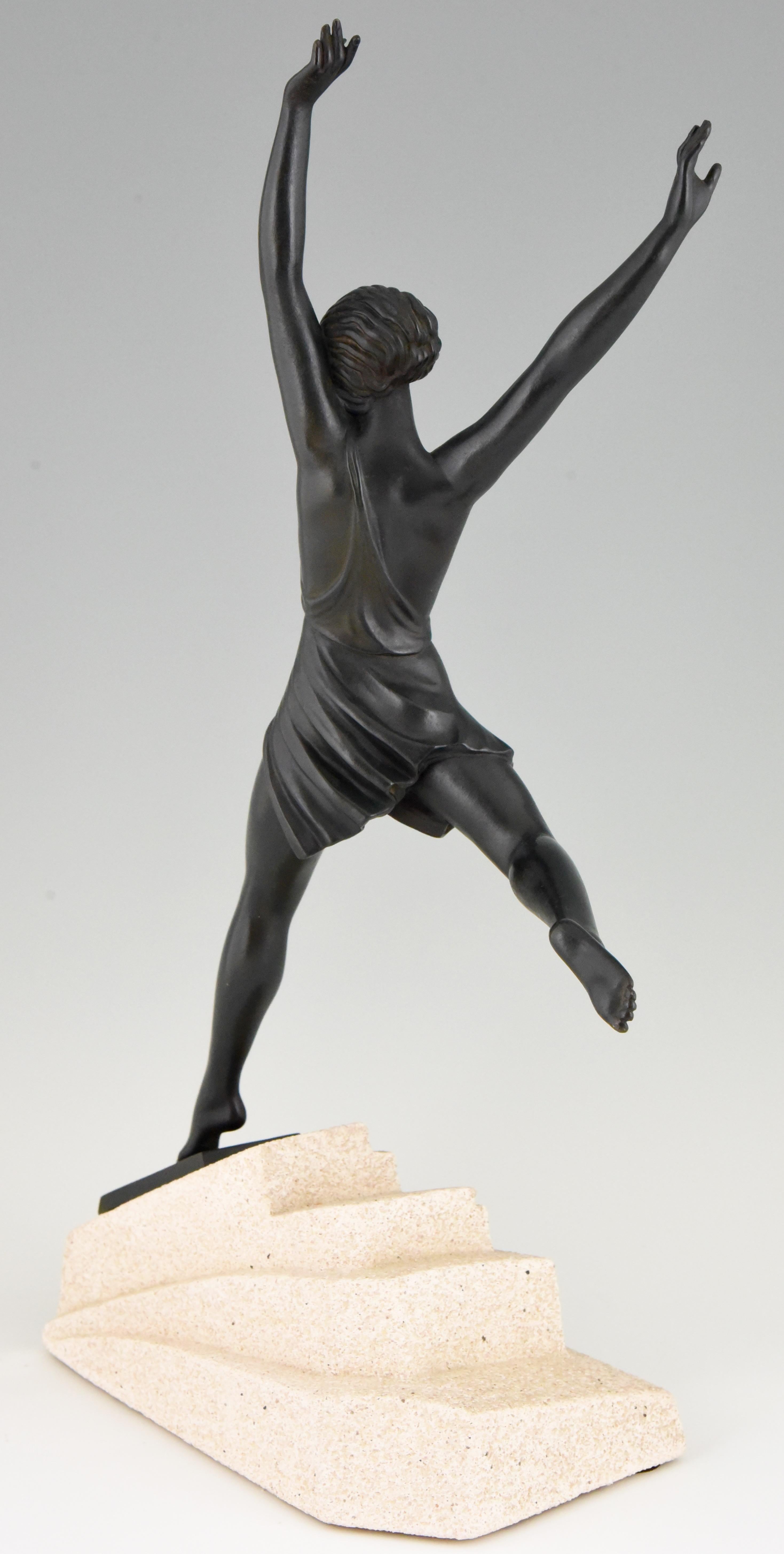 Mid-20th Century Olympe, Art Deco Sculpture of a Girl Fayral for Max Le Verrier, France, 1930