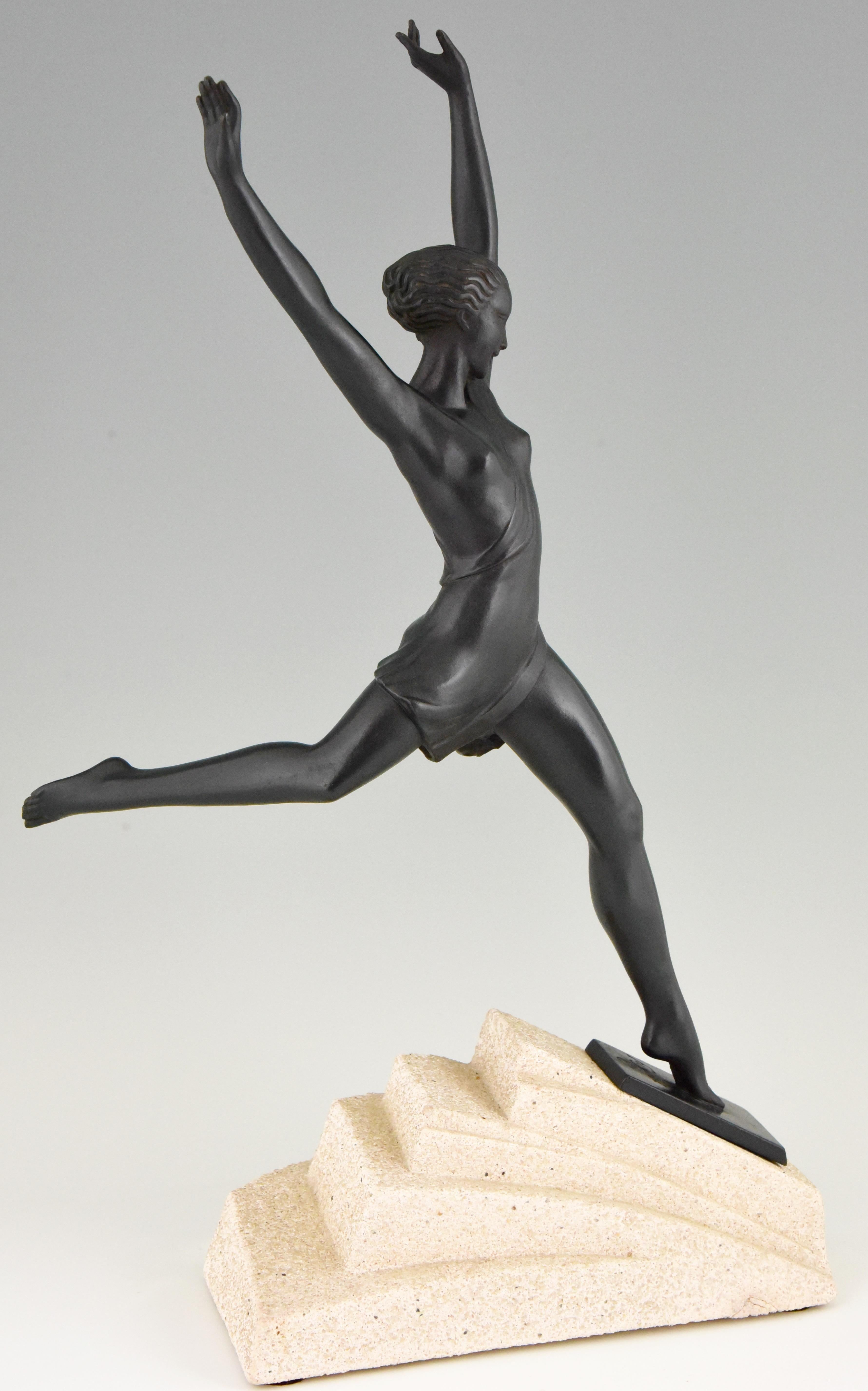 Olympe, Art Deco Sculpture of a Girl Fayral for Max Le Verrier, France, 1930 1