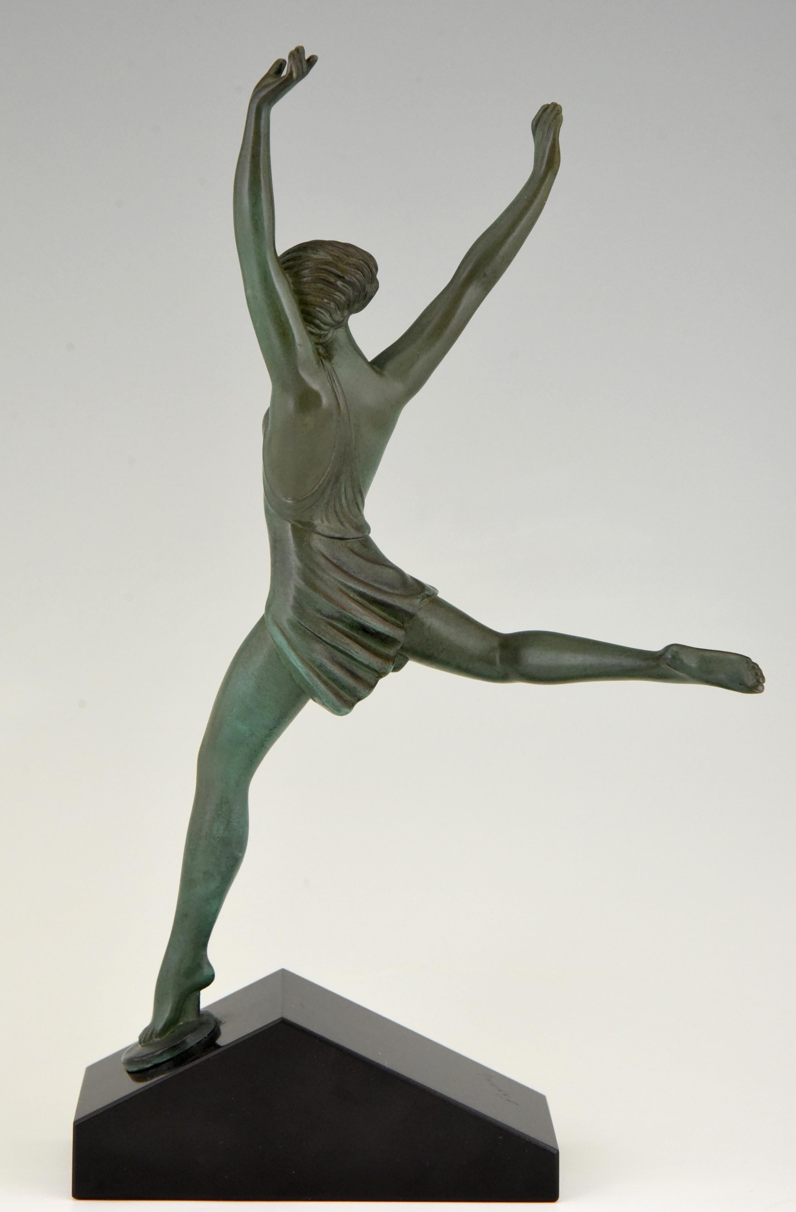 20th Century Olympe Art Deco Sculpture Running Woman Fayral Pierre Le Faguays, France, 1930