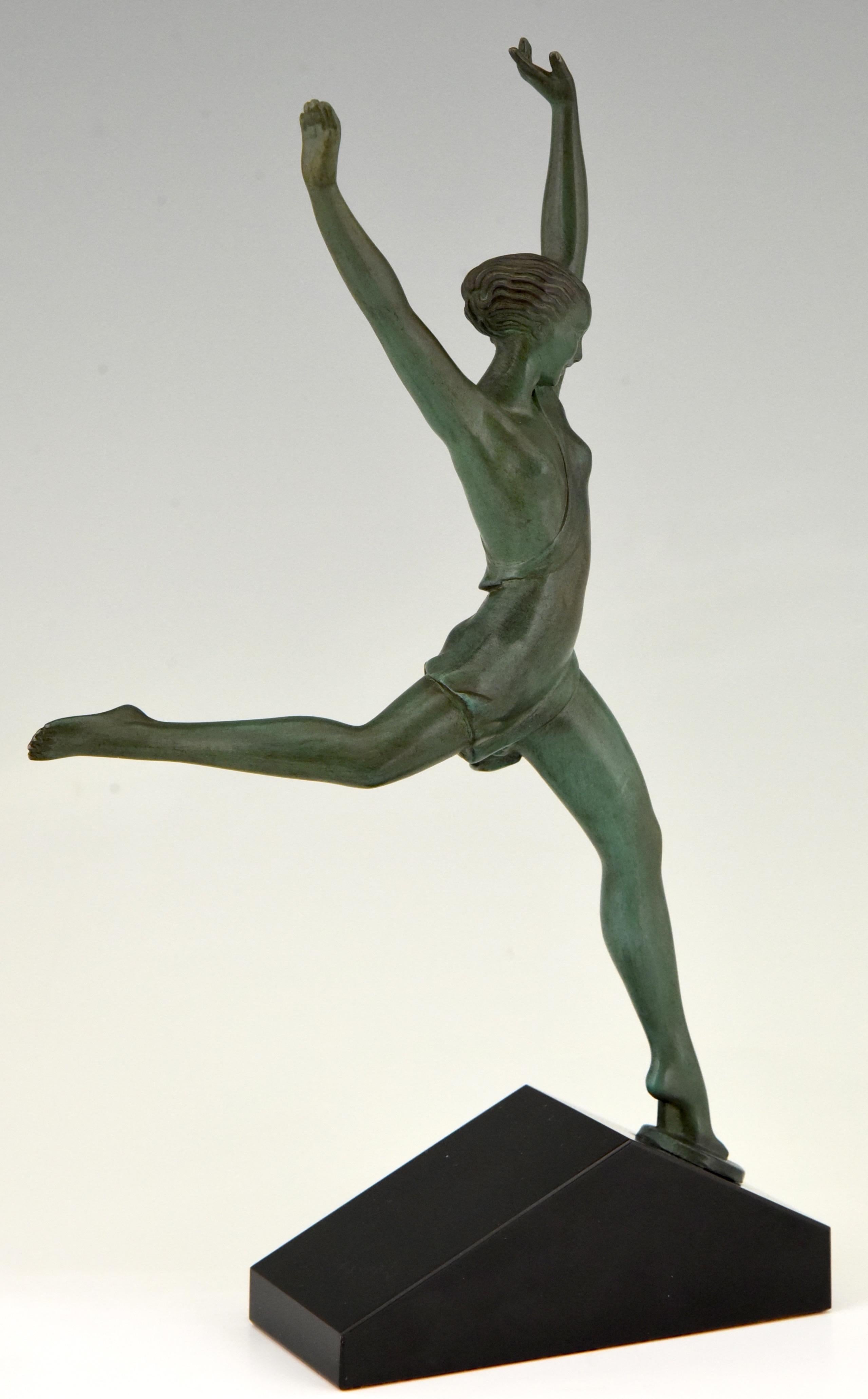 Métal Olympe Sculpture Art Déco Femme Courante Fayral Pierre Le Faguays:: France:: 1930