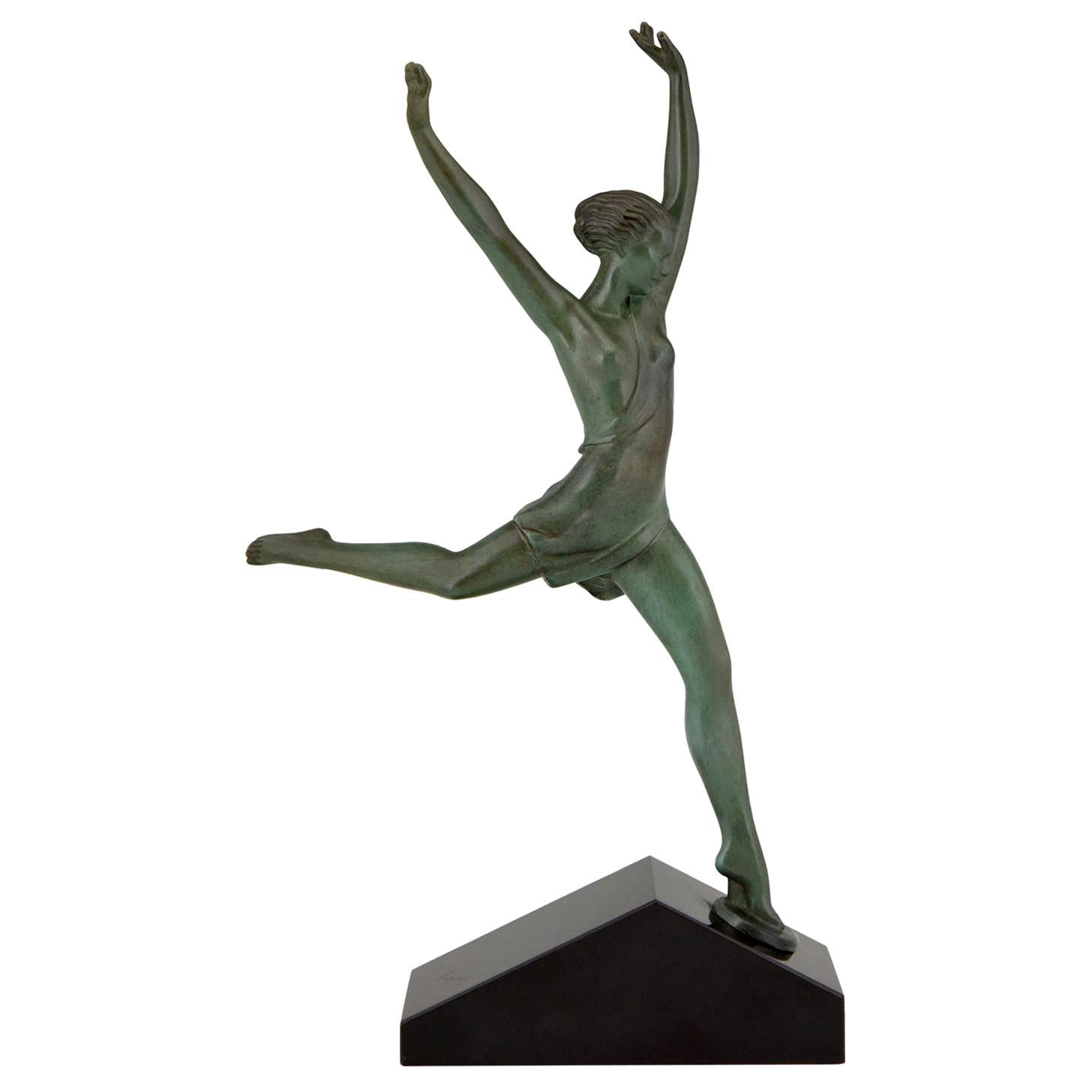 Olympe Art Deco Sculpture Running Woman Fayral Pierre Le Faguays, France, 1930