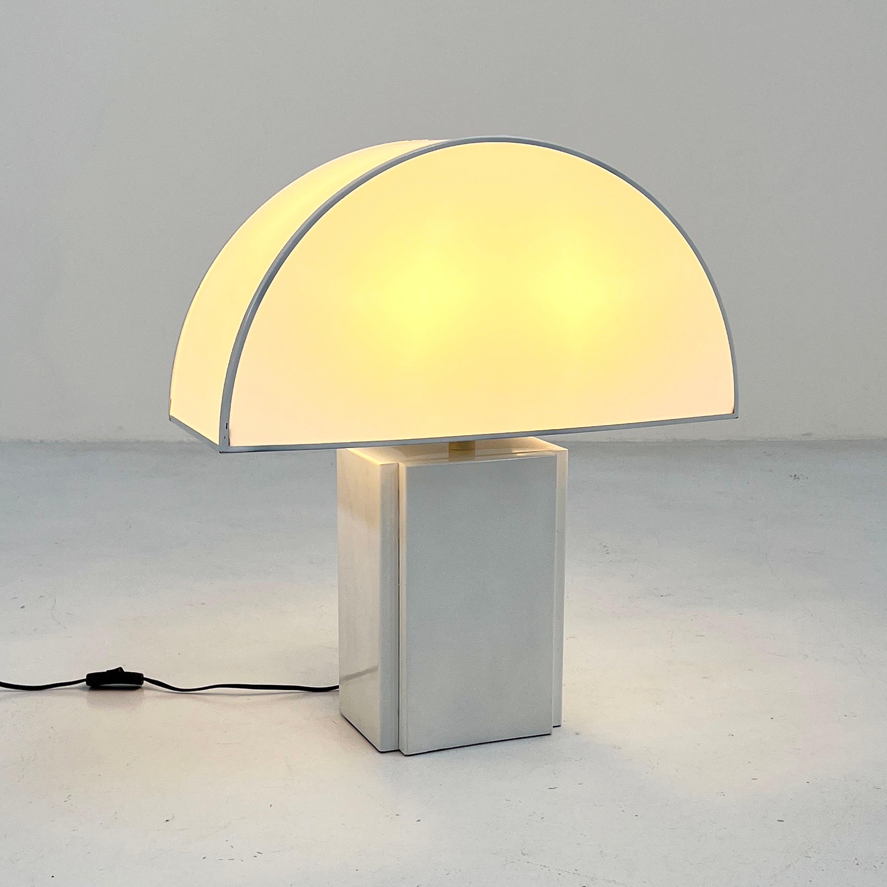 Producer - ED
Designer - Harvey Guzzini
Model - Olympe Table Lamp
Design Period - Seventies
Measurements - Width 55 cm x Depth 20 cm x Height 60 cm 
Materials - Metal, Plastic
Color - White
Light wear consistent with age and use. Some light scuffs