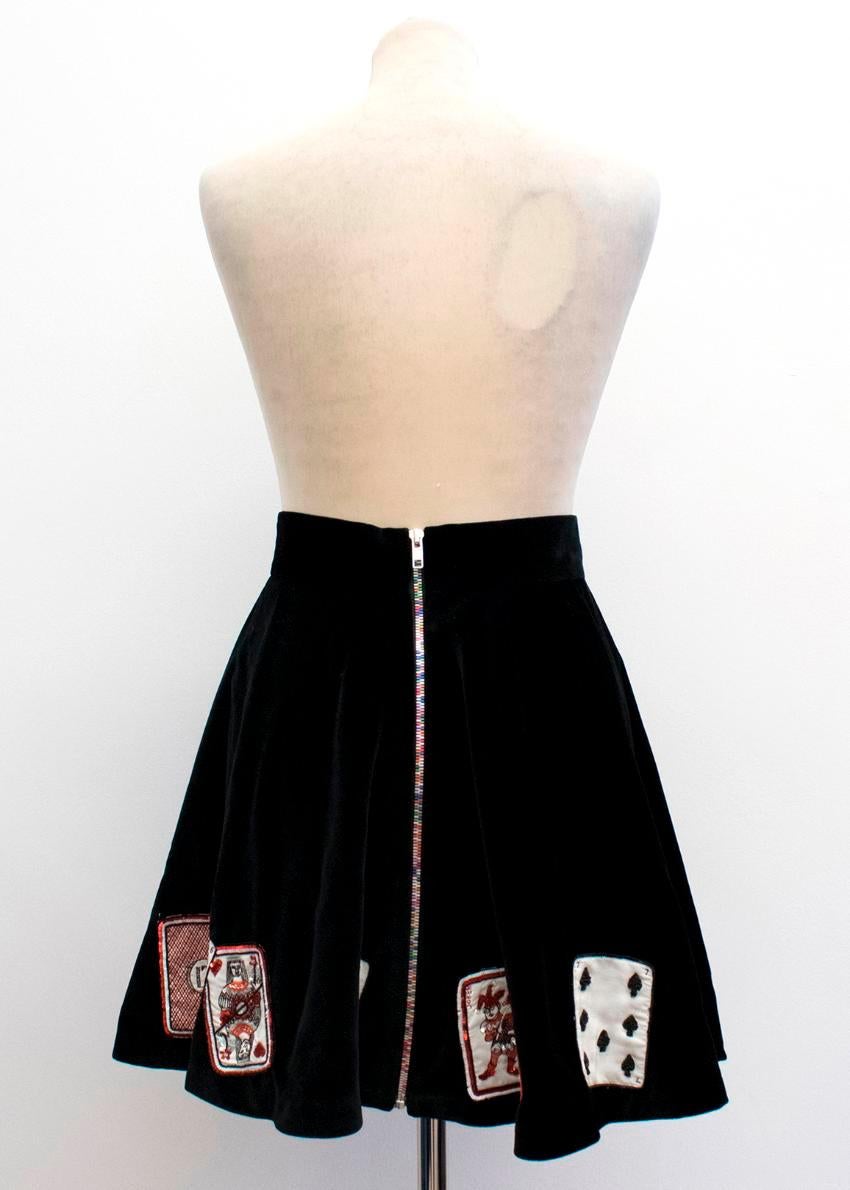 Black Olympia Le Tan Velvet Embellished Skater Skirt US 4 For Sale