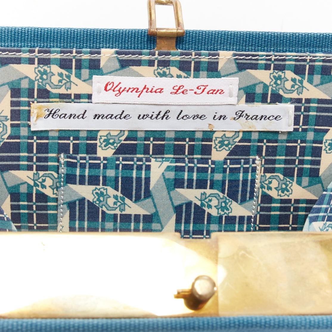 OLYMPIA LE TAN Why Worry blue fabric embroidery gold mini book box clutch bag 6