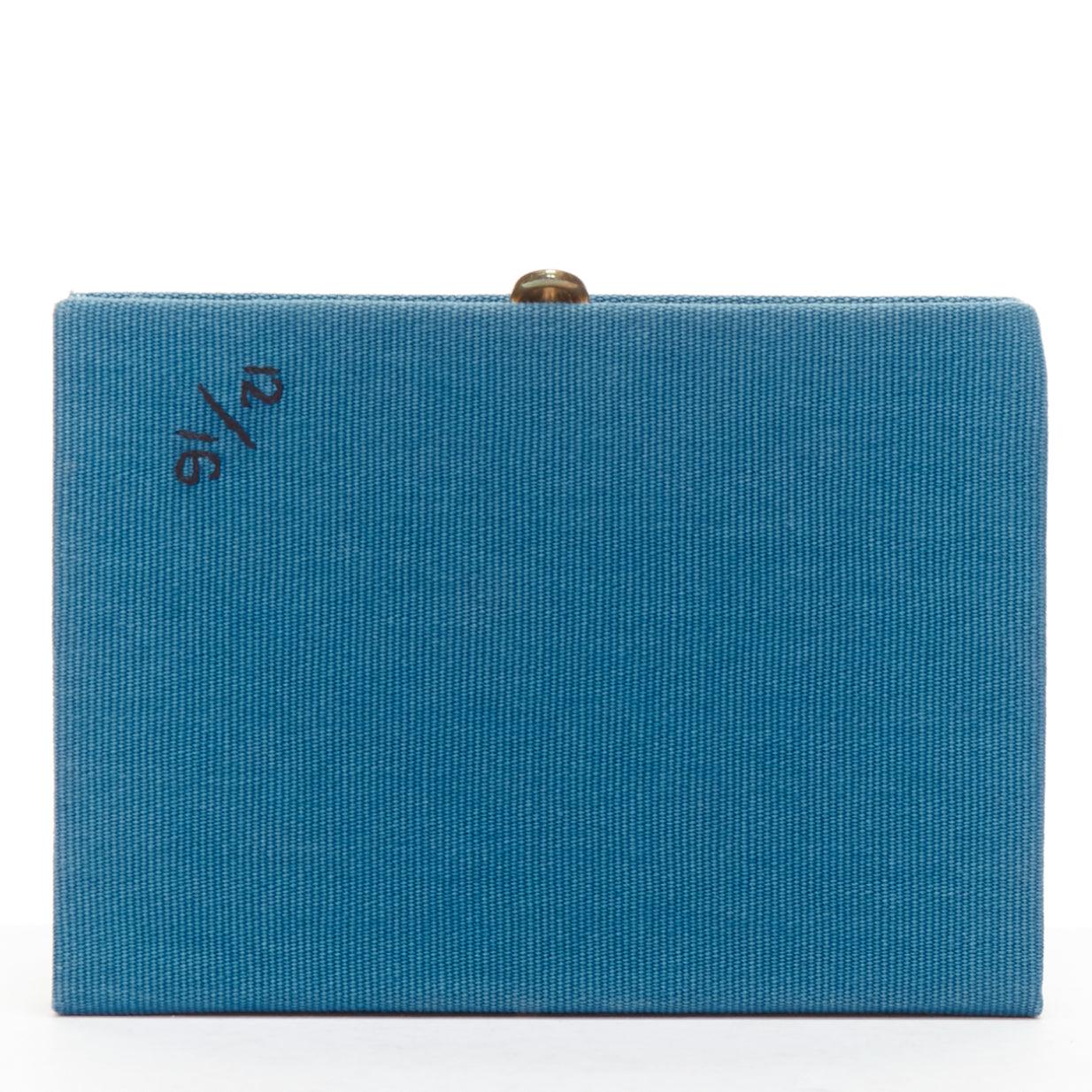 OLYMPIA LE TAN Why Worry blue fabric embroidery gold mini book box clutch bag 1