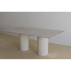 Rectangular Top 200 Muted Beige Travertine Dining Table by Beije Avenue