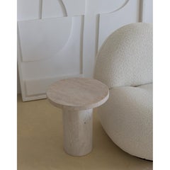 Round Top 40 Muted BeigeTravertine Decorative Side Table by Beije Avenue