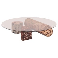 Table basse Olympia en verre trempé Marmo di Rima et Ametyst