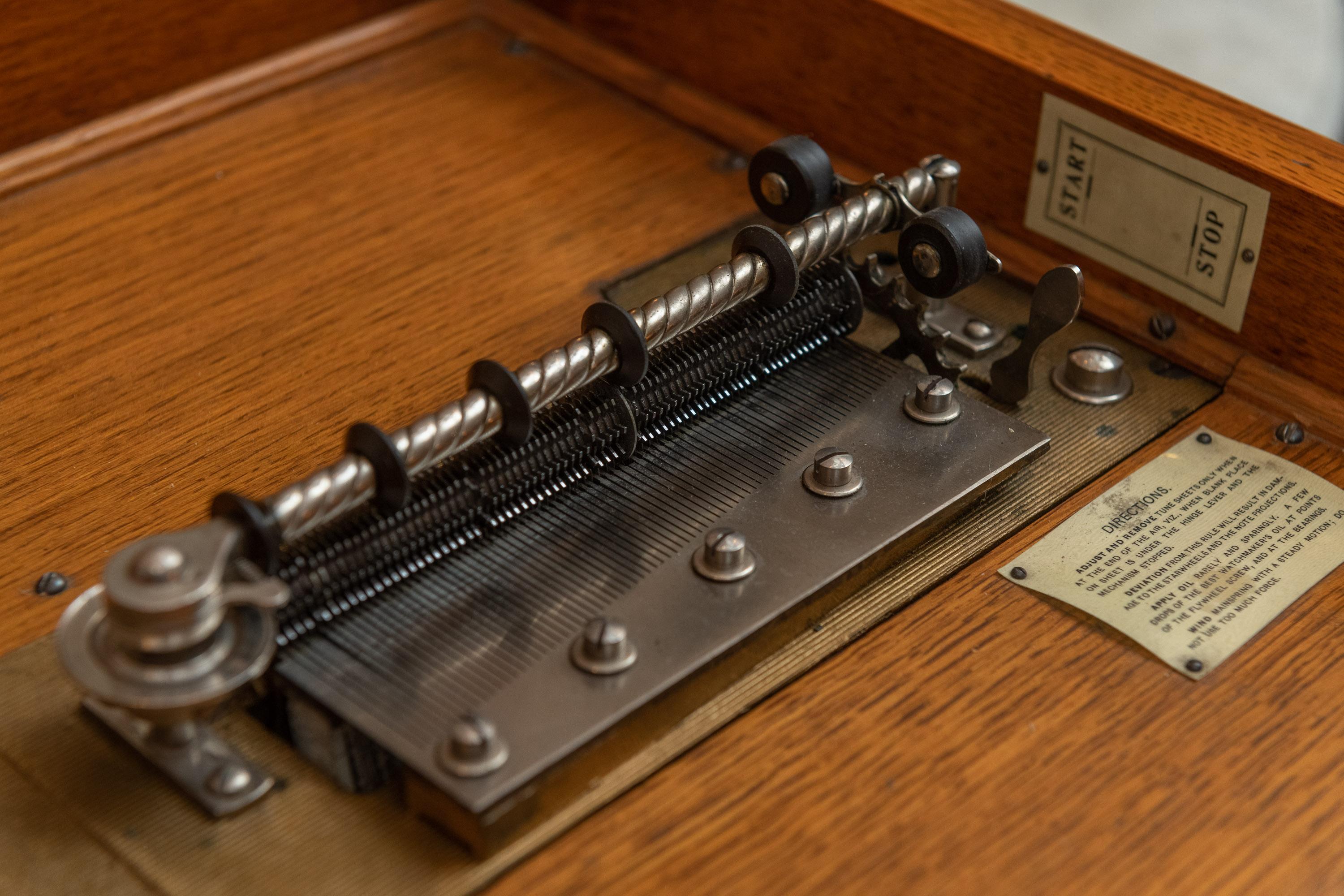 Hand-Carved Olympia Music Box in Oak Case