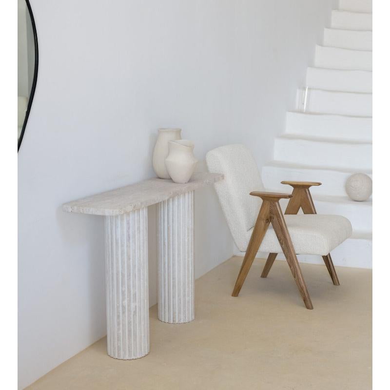 Altro Tavolo Consolle Olympia con Piano Rettangolare 100 in Travertino Beige Mutato di Beije Avenue in vendita