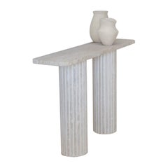 Olympia Rectangular Top 100 Muted Beige Travertine Console Table by Beije Avenue