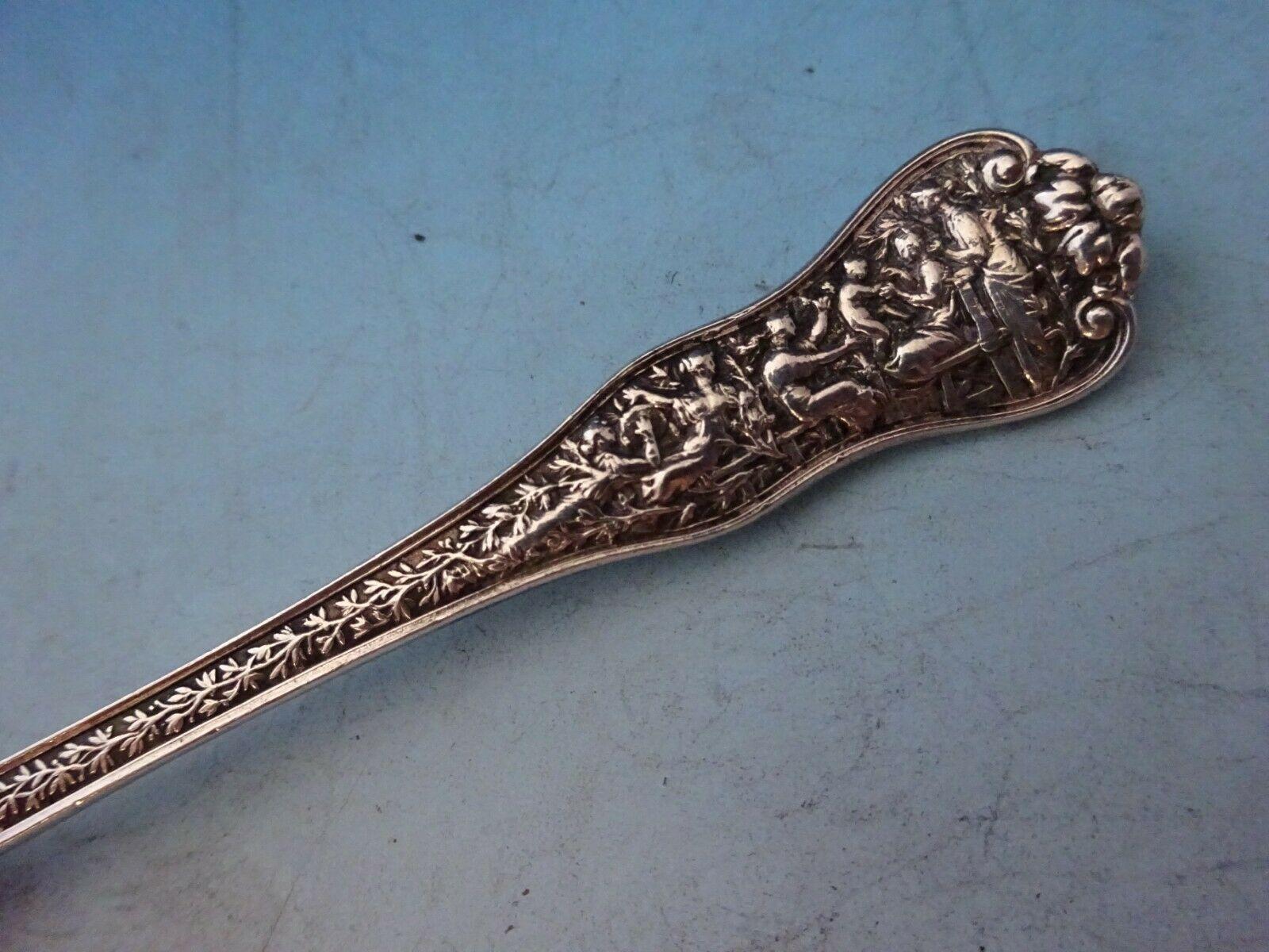 Sterling silver oyster fork 3-tine gold washed 4 7/8