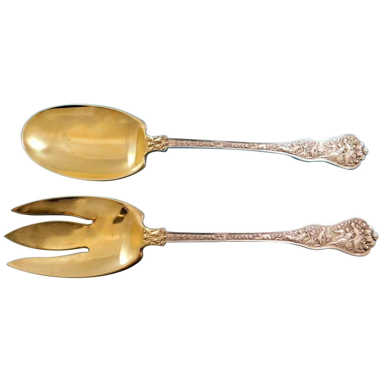 Olympian by Tiffany and Co Sterling Silver Salad Serving Set Gold Washed