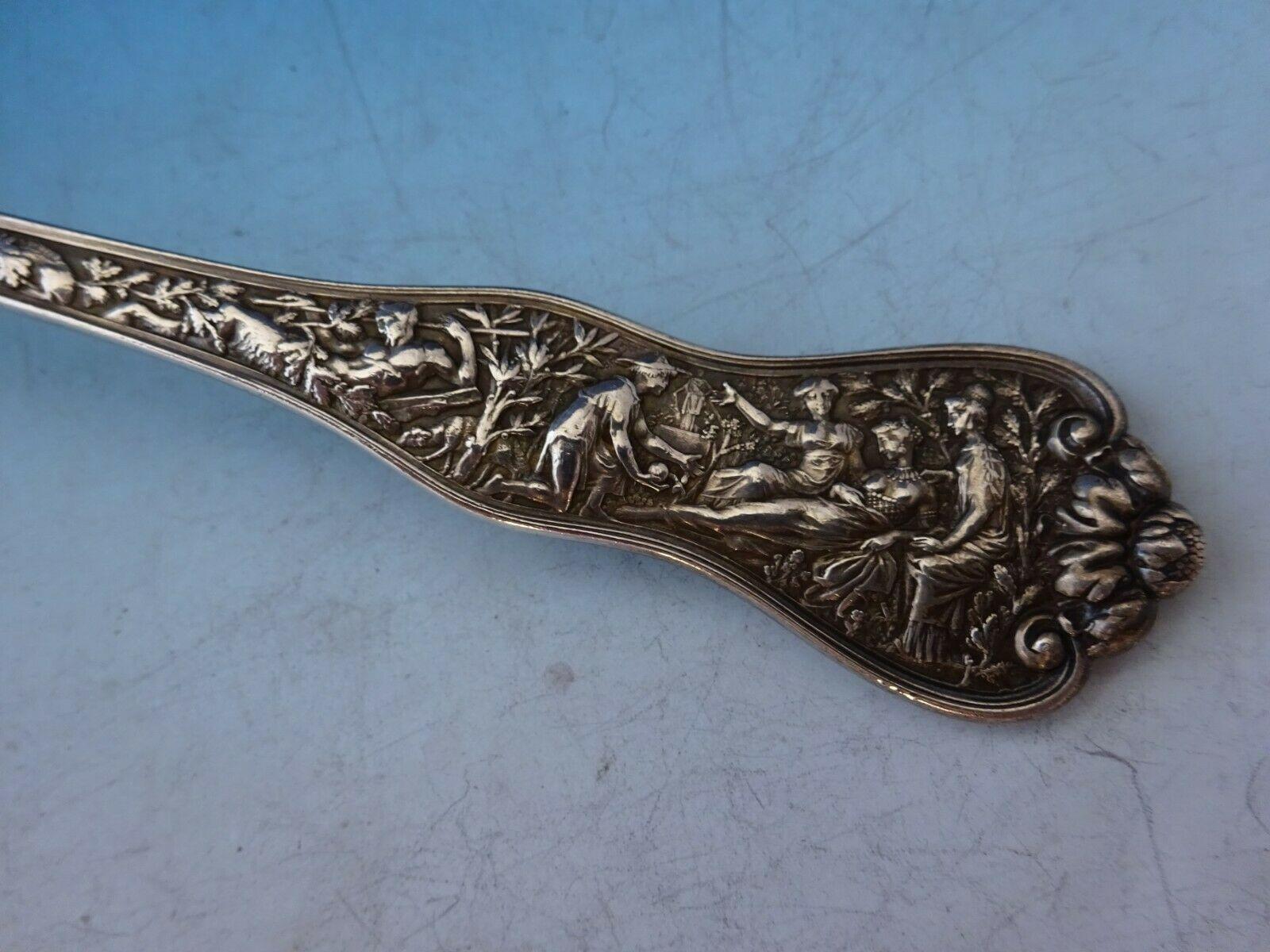 Sterling silver vegetable serving spoon, 9 1/2