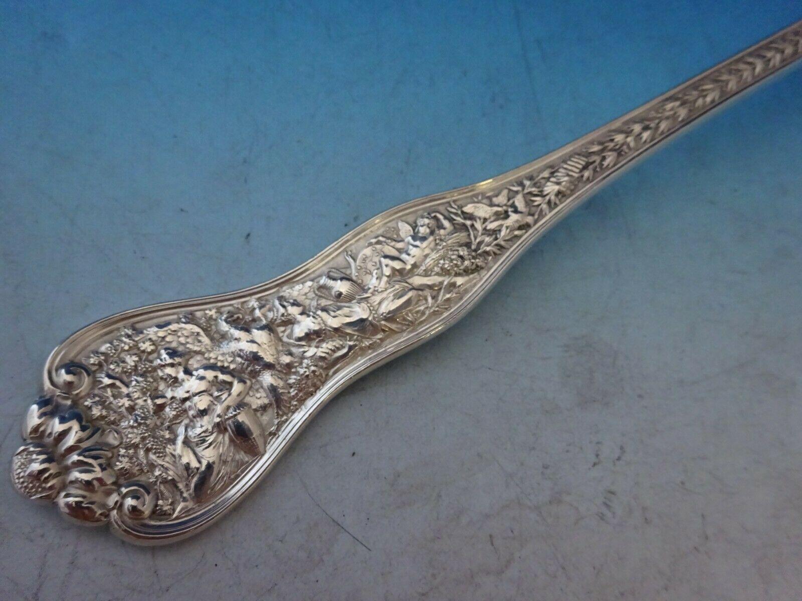 Olympian by Tiffany Sterling Silver Stuffing Spoon with Button C Monogram In Excellent Condition In Big Bend, WI