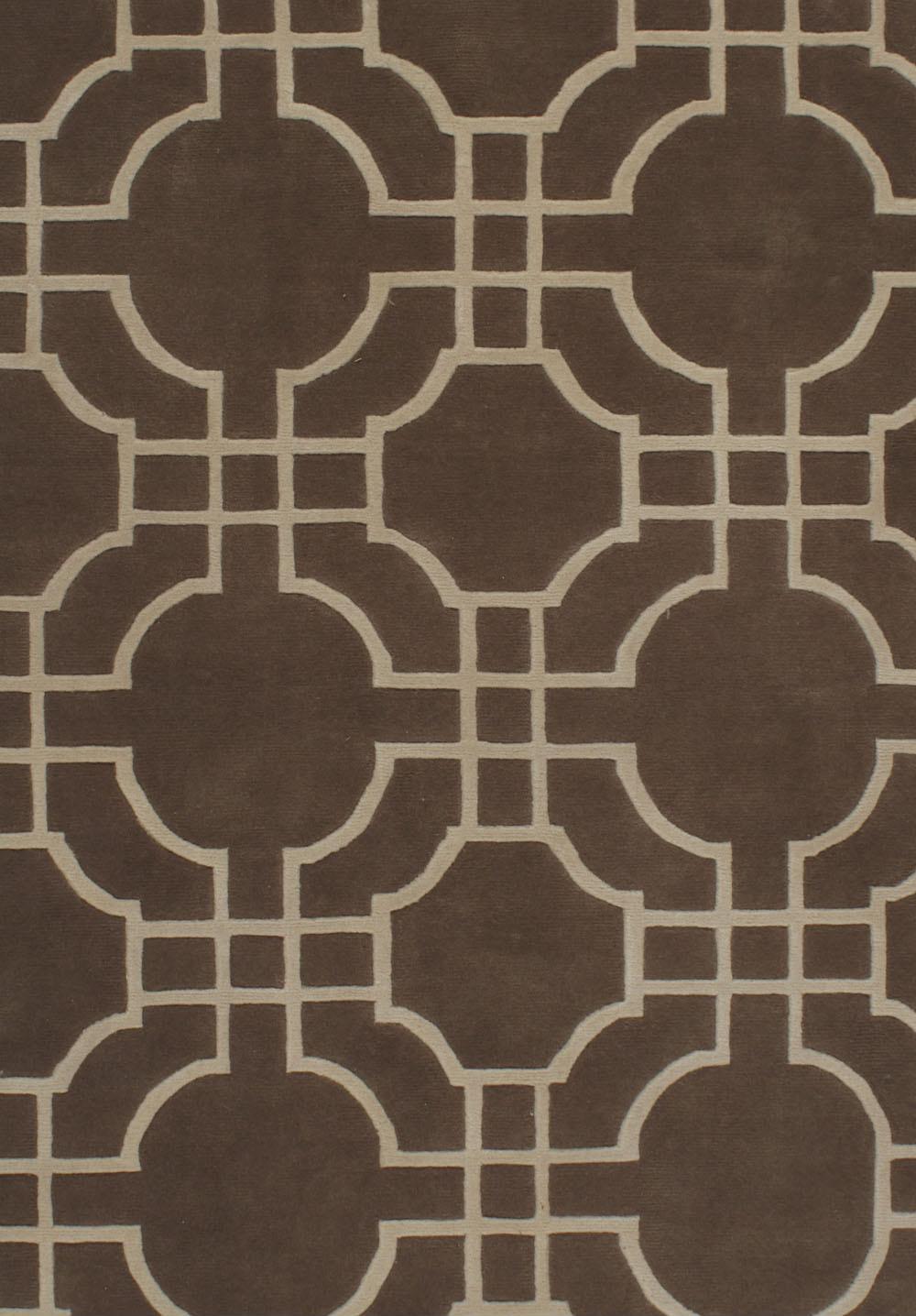 Indien Collection Olympal Tapis taupe crème 9' x 12'. en vente