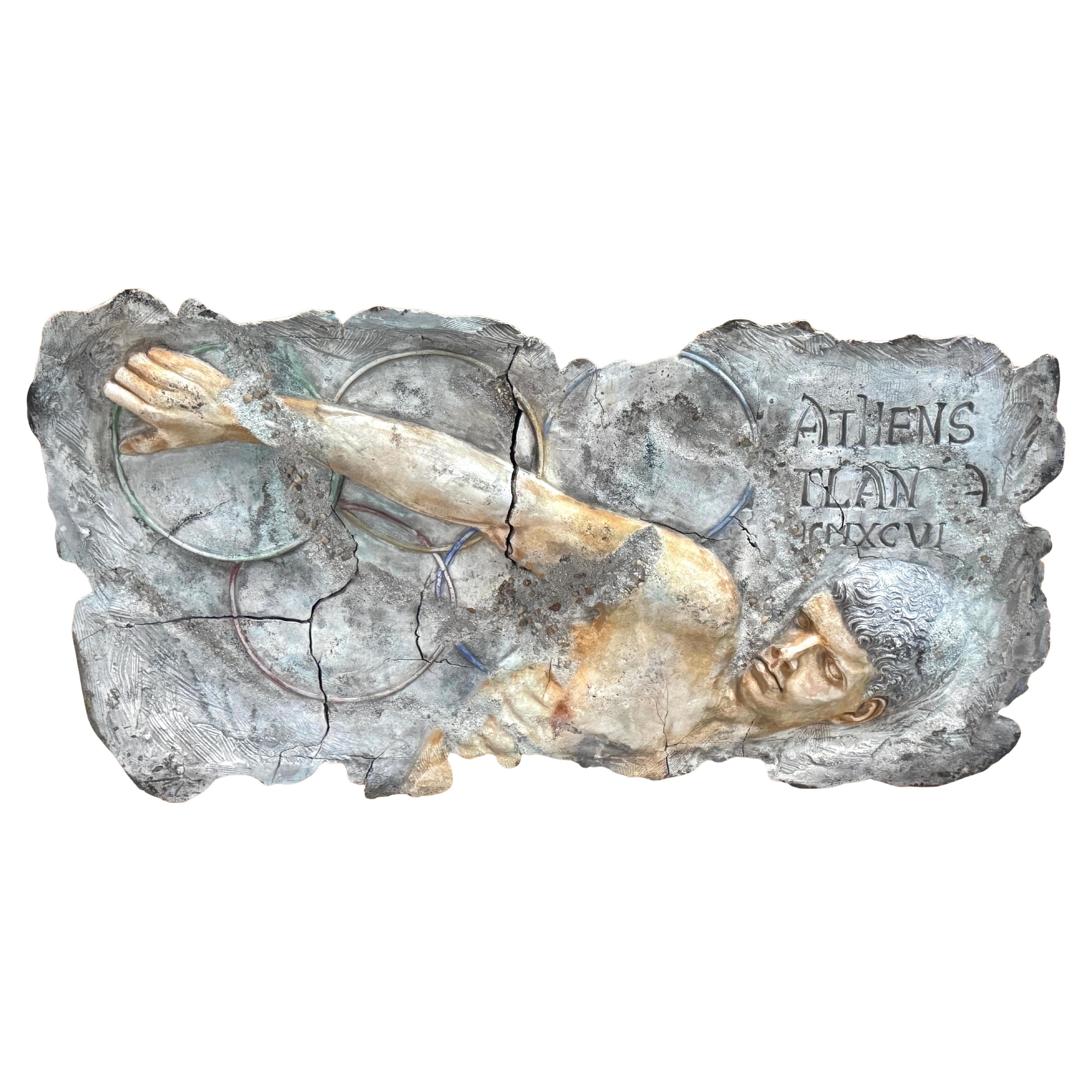 Olympic Commemorative High Relief Wall Sculpture — “Athens 1996” For Sale