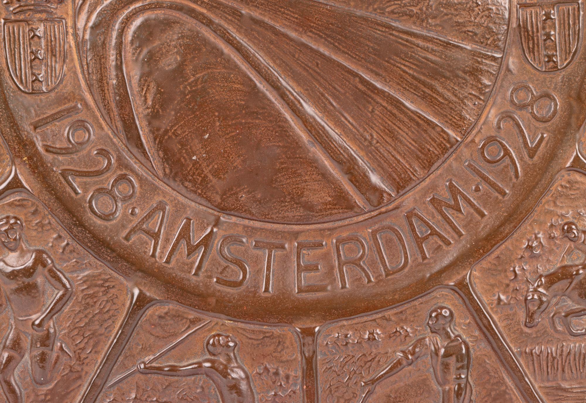 Metal Olympic Games Amsterdam 1928 Art Deco Bronzed Plaque