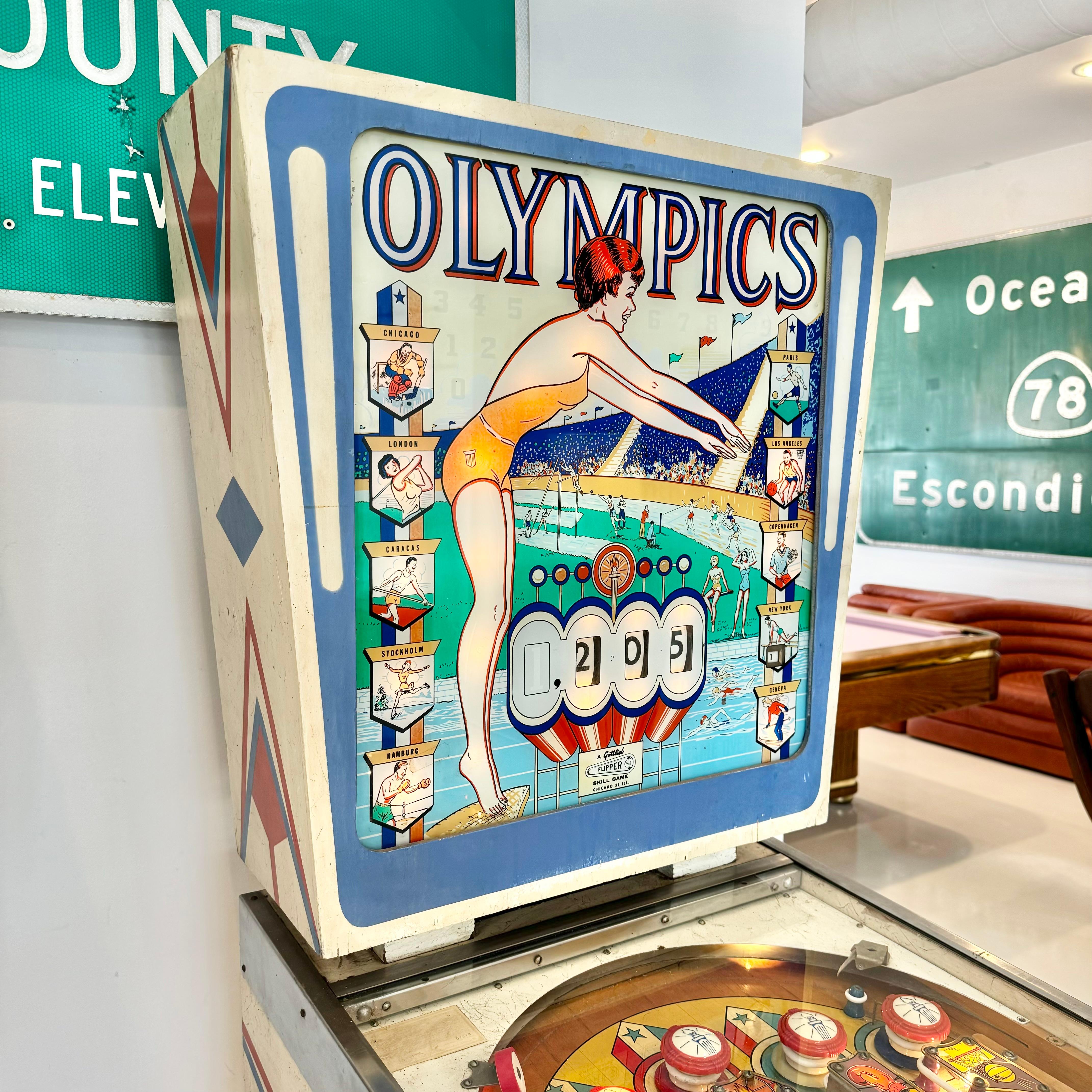 American Olympics Pinball Arcade Game, 1962 USA