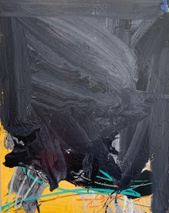 « Série abstraite sans titre noir-jaune »   Acrylique sur toile
