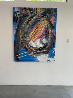 « Série abstraite sans titre bleu océan noir »   Acrylique sur toile