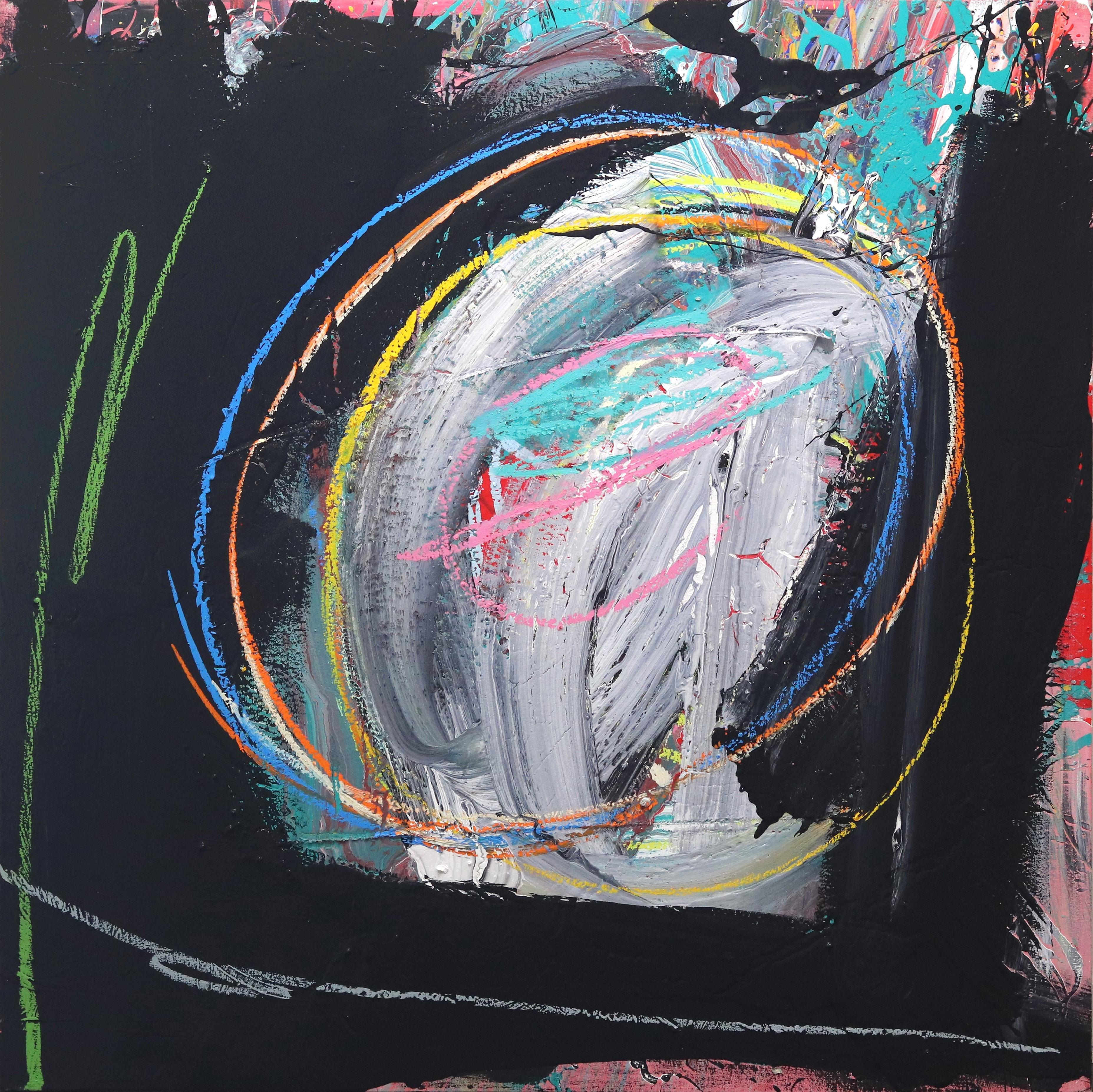 Abstract Painting di Olympio - Untitled Black - Opera d'arte astratta originale di grandi dimensioni - pronta da appendere