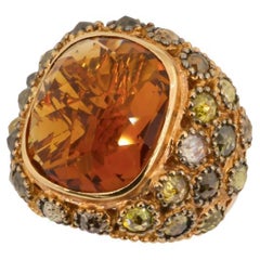 Olympus Art Certified, Passion & Power Ring, Rose Gold, 4.51 Ct Diamond, Citrine