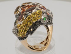 Olympus Art zertifizierter, rosa G, Diamant, Citrin, Rhodolith, Saphir Royalty Ring