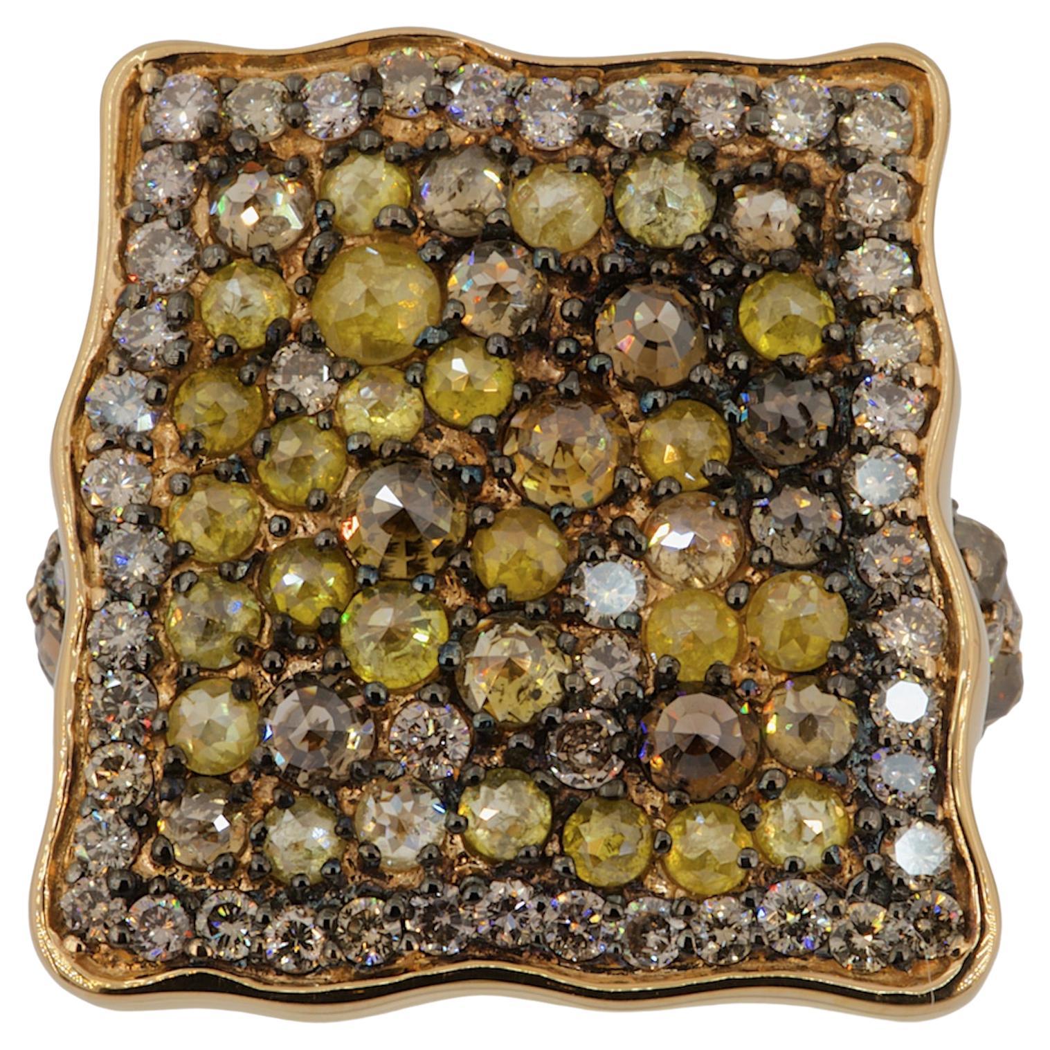 Olympus Art zertifizierter, rosa Gold, brauner Diamant, ausgefallener Diamant, Virgoan-Ring (Rundschliff) im Angebot