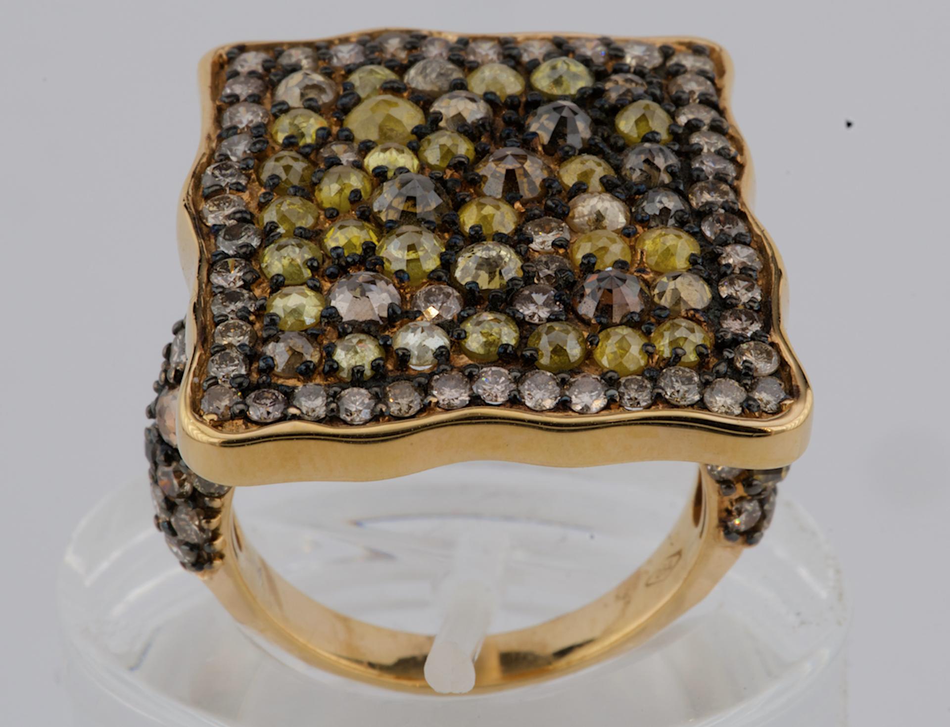 Bague Virgoan en or rose, diamants bruns et diamants fantaisie certifiés Olympus Art Neuf - En vente à Istanbul, TR