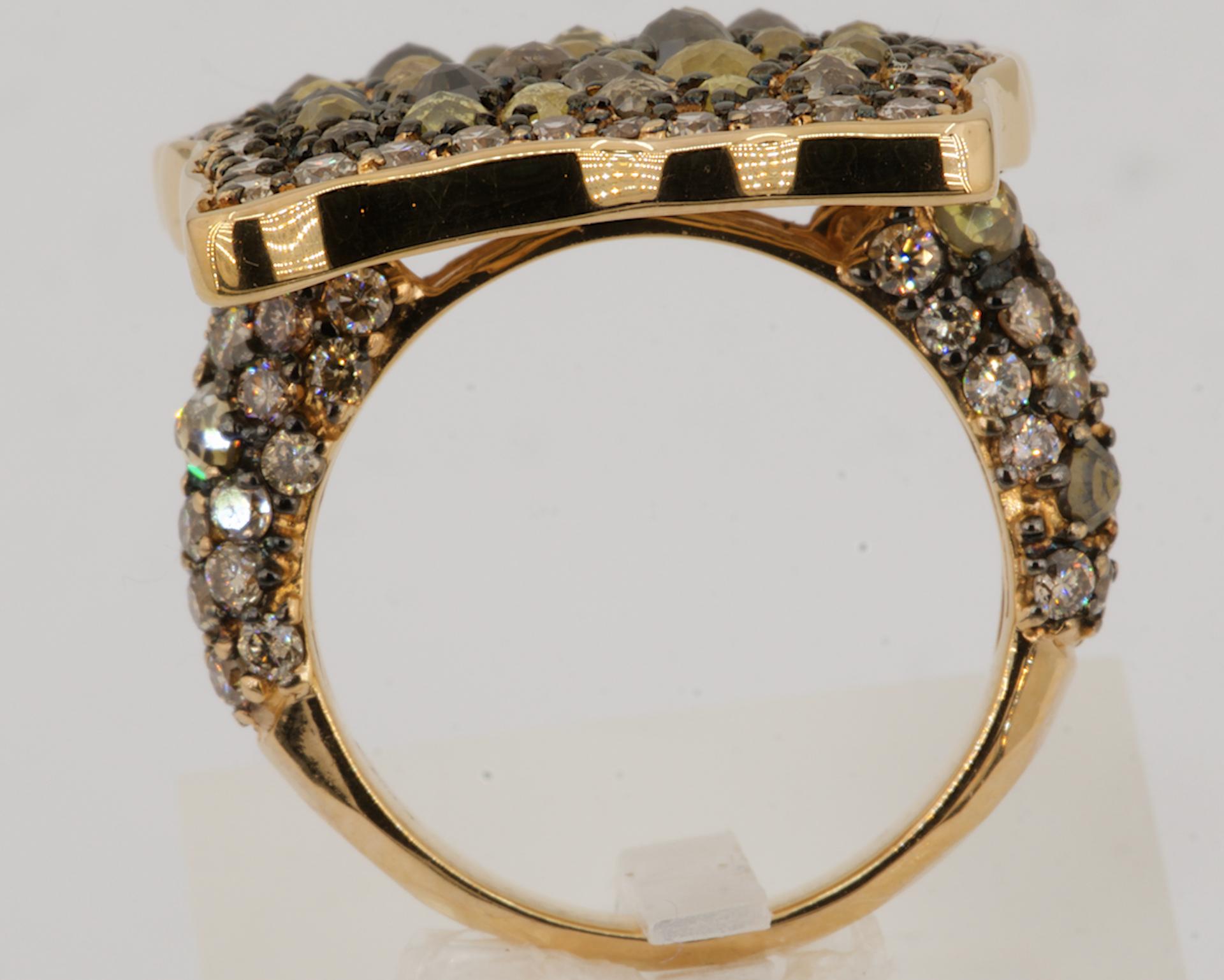 Bague Virgoan en or rose, diamants bruns et diamants fantaisie certifiés Olympus Art Pour femmes en vente