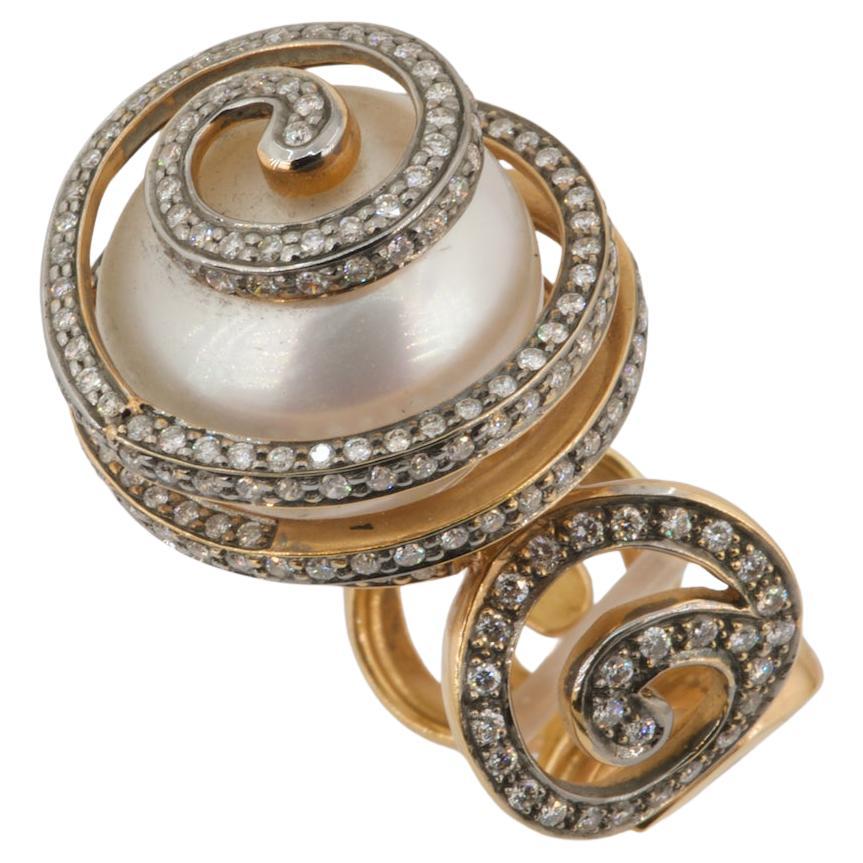 Olympus Art zertifizierter Ring aus Roségold, Diamant, Südseeperle, ETERNITY
