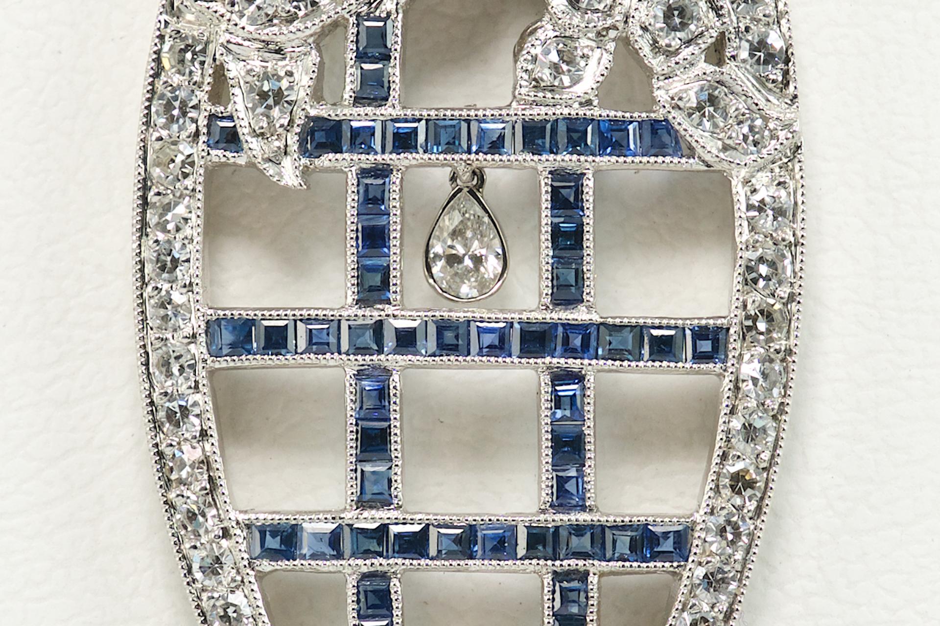 Modern Olympus Art Certified, Platinum, Diamond, Sapphire, Blue Chakra Pendant For Sale
