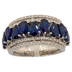 Olympus Art Certified, Raindrop Blue Sapphire, Diamond, Divine Gift Fashion Ring