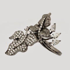 Olympus Art Certified, design artistico unico, diamante, anello "Foglie di Luna".