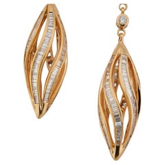 Olympus Art Certified, Unique Art, Pink Gold, Diamond, Rain Drop Earrings