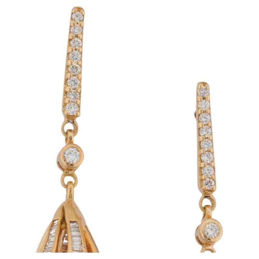 Women's Olympus Art Certified, Unique Art, Pink Gold, Diamond, Rain Drop Earrings For Sale