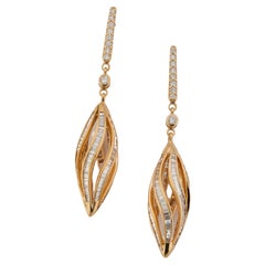 Olympus Art Certified, Unique Art, or rose, diamant, boucles d'oreilles RAIN DROP