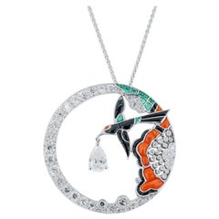 Olympus Art Certified, Art Deco, Black Bird Figure Pendant