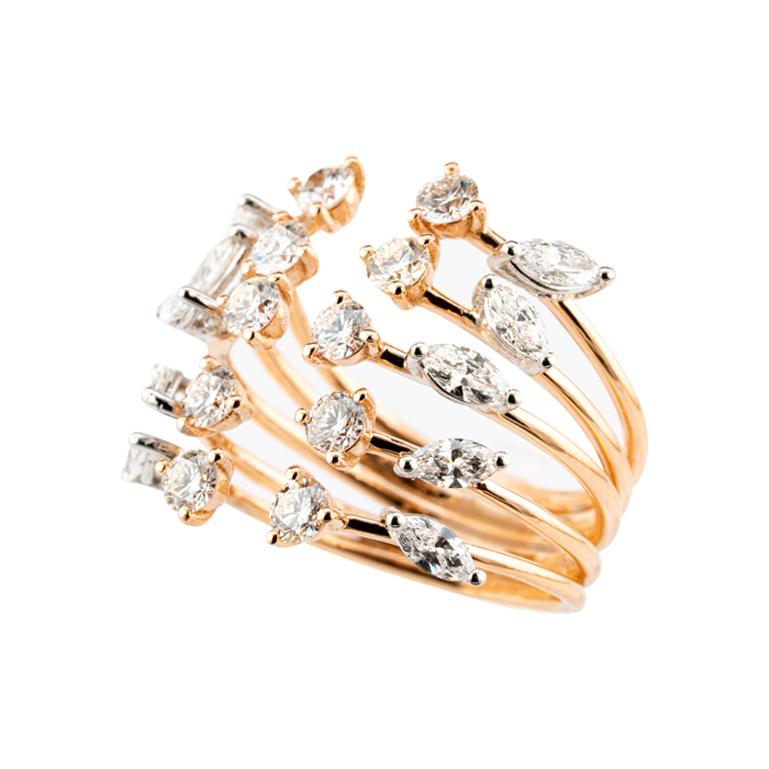 Olympus Art Certified Crown Ring mit Diamanten,
Rose Gold 18 K, Diamant 0,94 Karat, Diamant Marquise 1,17 Karat