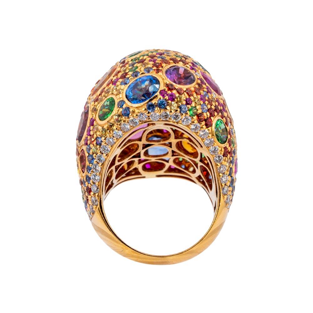 Women's Olympus Art Certified, Diamond, Sapphire Mix Color, Tsavorite, Amethys Ring For Sale
